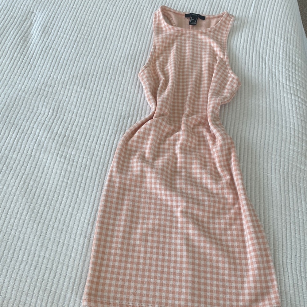 Forever 21 pink plaid form fitting dress